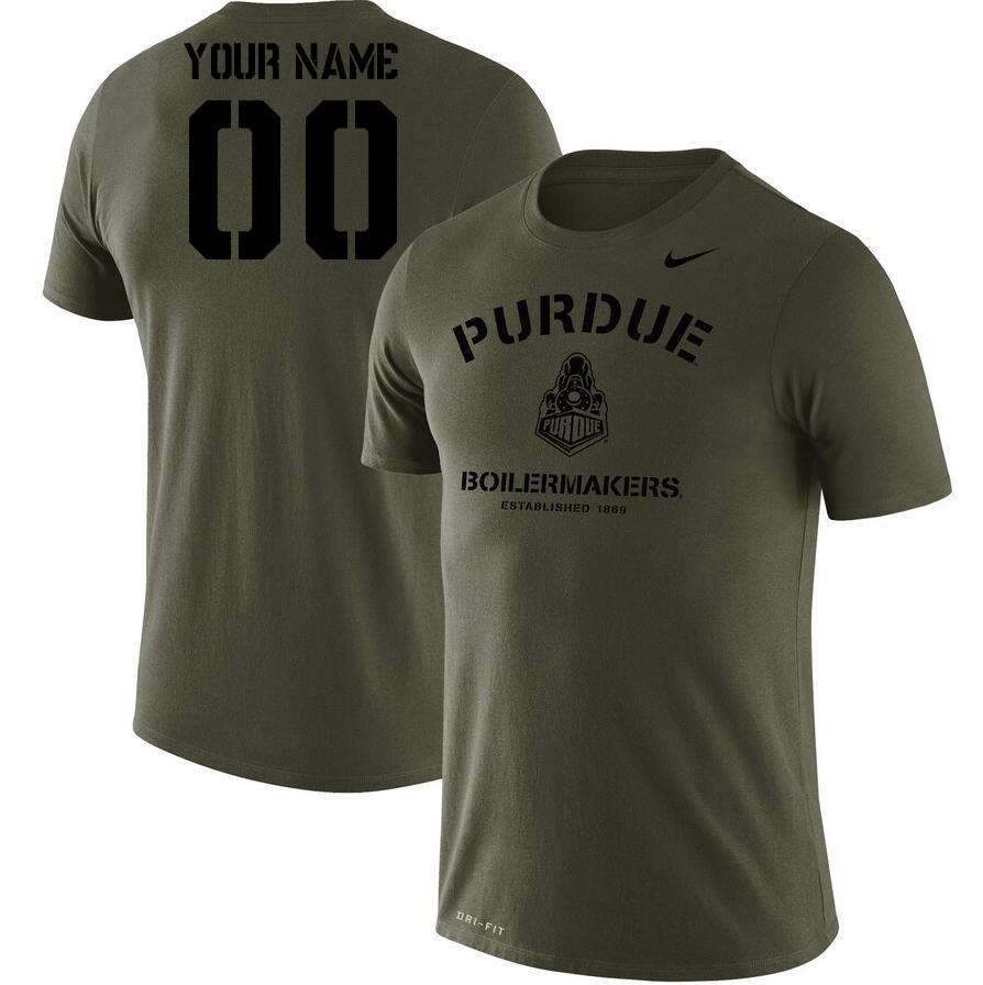 Custom Purdue Boilermakers Name And Number College Tshirt-Olive